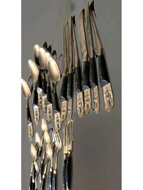 Vintage MCM Siam Thailand  Goldtone Flatware Set- 22 Pieces